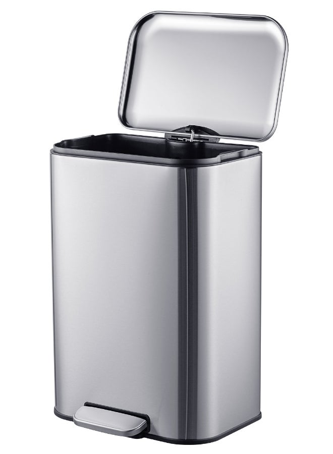 ايست من نون سلة مهملات بدواسة سعة 50 لتر مع إغلاق ناعم وطلاء مقاوم لبصمات الأصابع – فضي 42.8×35.5×62 سم - Image 2