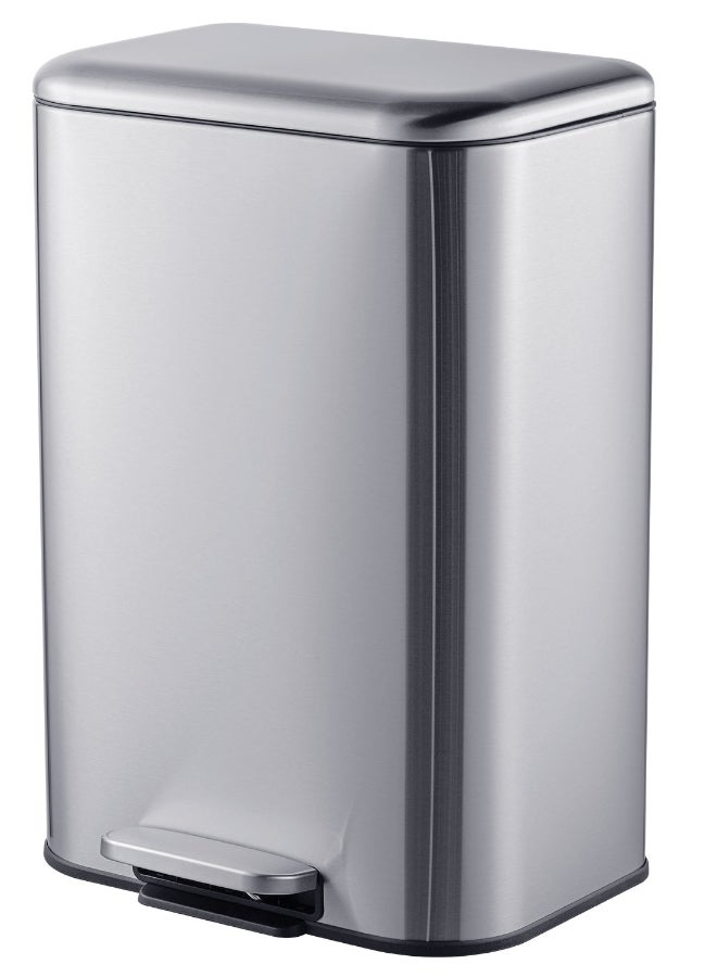 ايست من نون سلة مهملات بدواسة سعة 50 لتر مع إغلاق ناعم وطلاء مقاوم لبصمات الأصابع – فضي 42.8×35.5×62 سم - Image 1