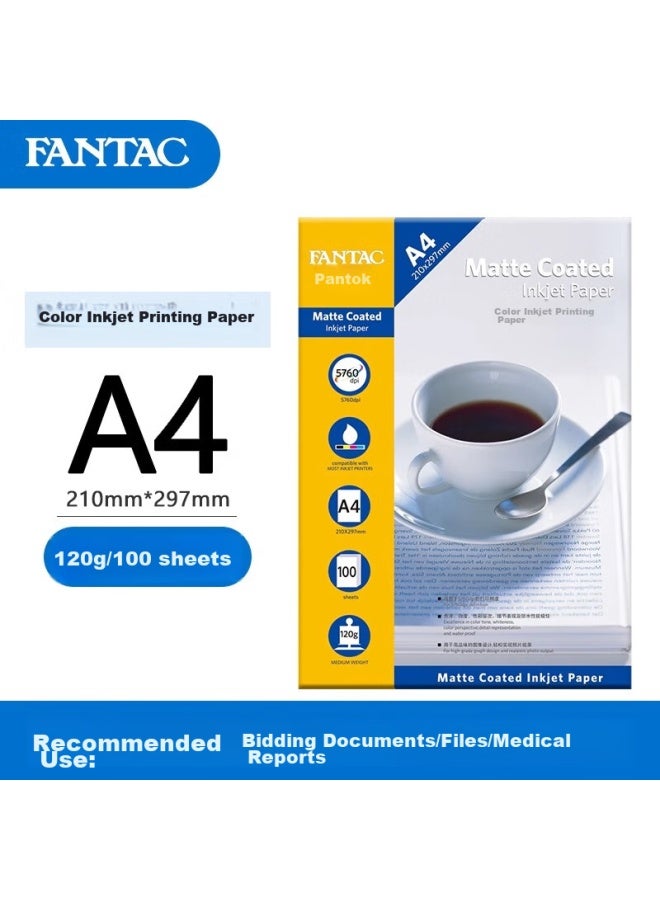 FANTAC G Color Inkjet Paper A4 Color Printing Paper, Suitable For Homework, Documents, Hospital Ultrasounds, Medical Records, Resume Printing, 100 Sheets/pack, Model 9895-232 - Image 1
