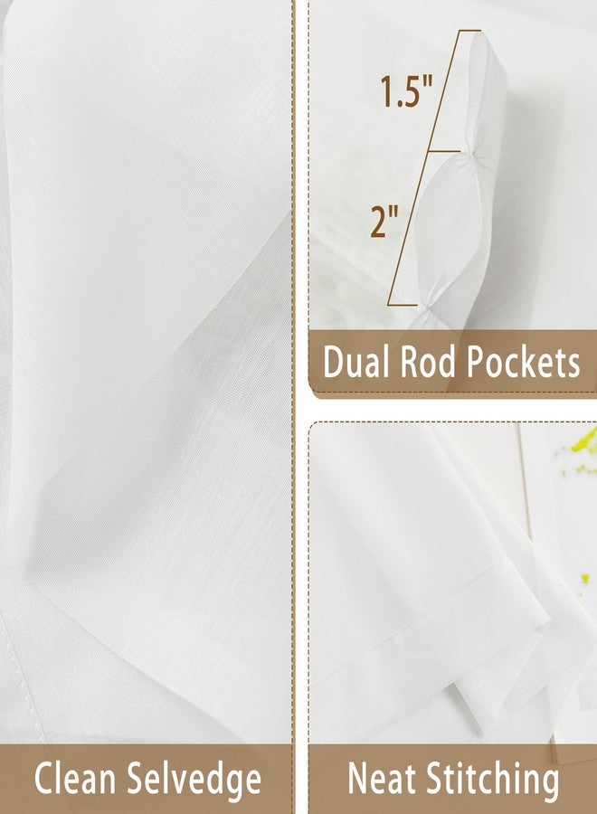 ABLUEN White Sheer Curtains 108 Inches Extra Long, Privacy Semi Sheer Curtains for Living Room Bedroom, Light Filtering Rod Pocket Voile Window Drapes 2 Panels Set, Each 42" W x 108" L - Image 5