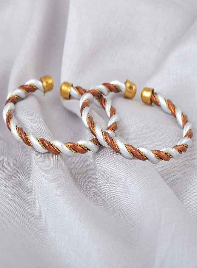 DULCI® Dual Tone Copper Silver Free Size Health Banifical Baby Boy Baby Girl Kada Bracelet Bangles Nazariya for Unisex Baby-Set of 2 (0-2yrs) - Image 4