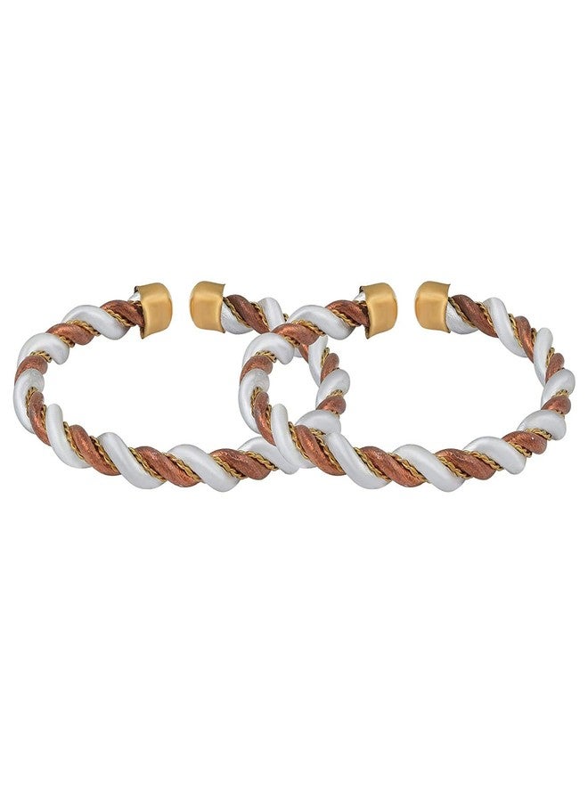 DULCI® Dual Tone Copper Silver Free Size Health Banifical Baby Boy Baby Girl Kada Bracelet Bangles Nazariya for Unisex Baby-Set of 2 (0-2yrs) - Image 2