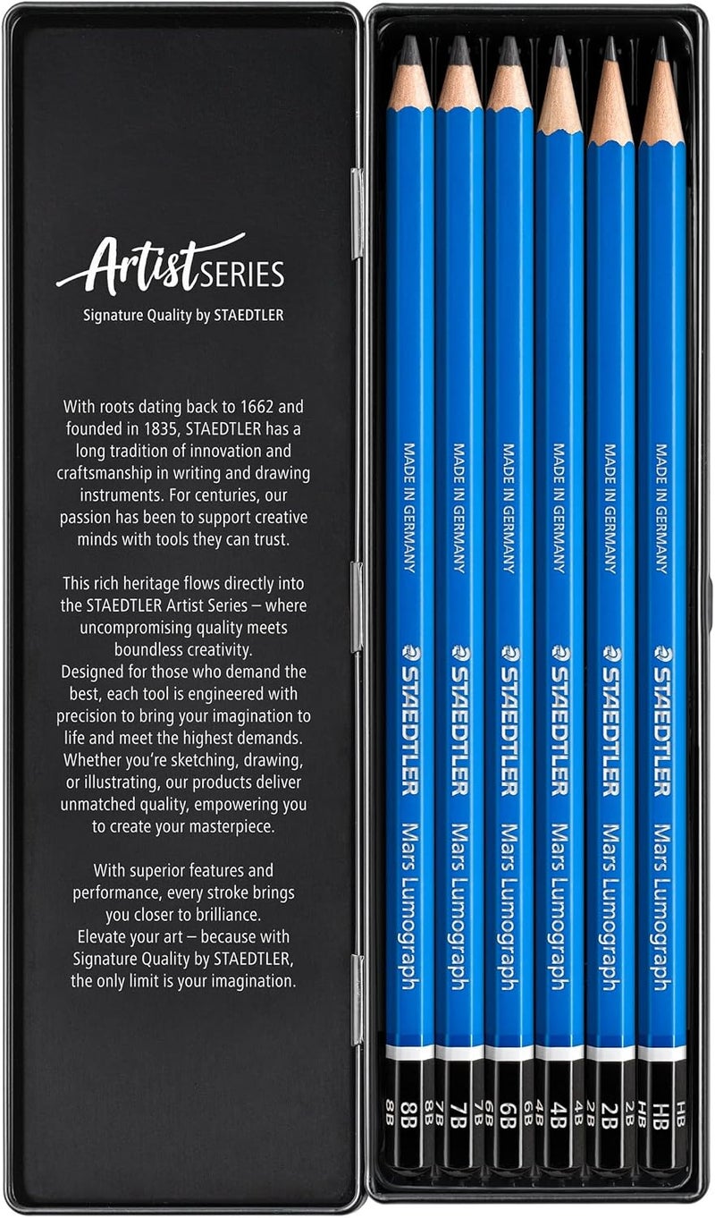 Staedtler 6 Mars Lumograph Sketching and Drawing Pencils - Image 2