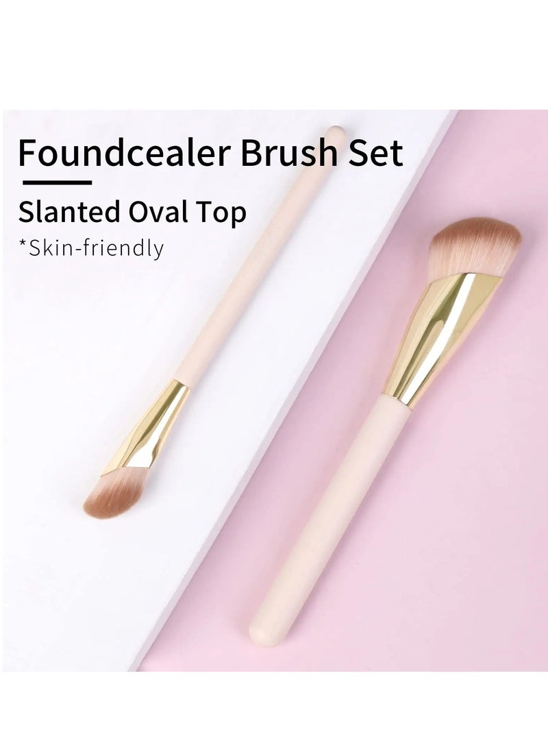 SYOSI Angled Cream Foundation and Small Under Eye Concealer Brush Set - Image 2