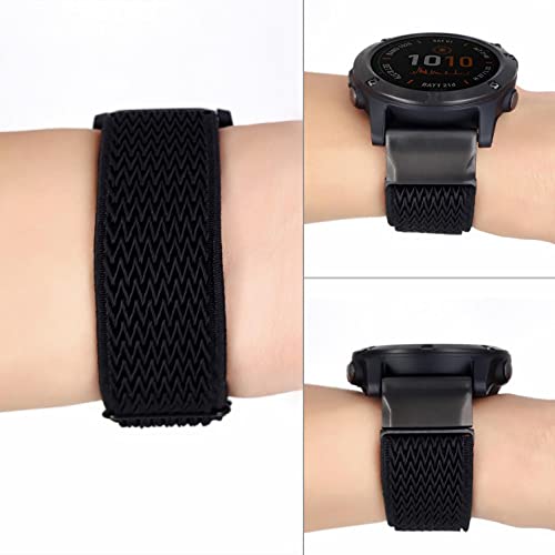 Abanen Elastic Nylon Watch Bands for Garmin epix Pro 47mm/ Fenix 7/6/5, 22mm Quick Easy Fit Soft Stretchy Wrist Strap for Approach S62/S60/S70 47mm, Quatix 6/5 (Black) - Image 5