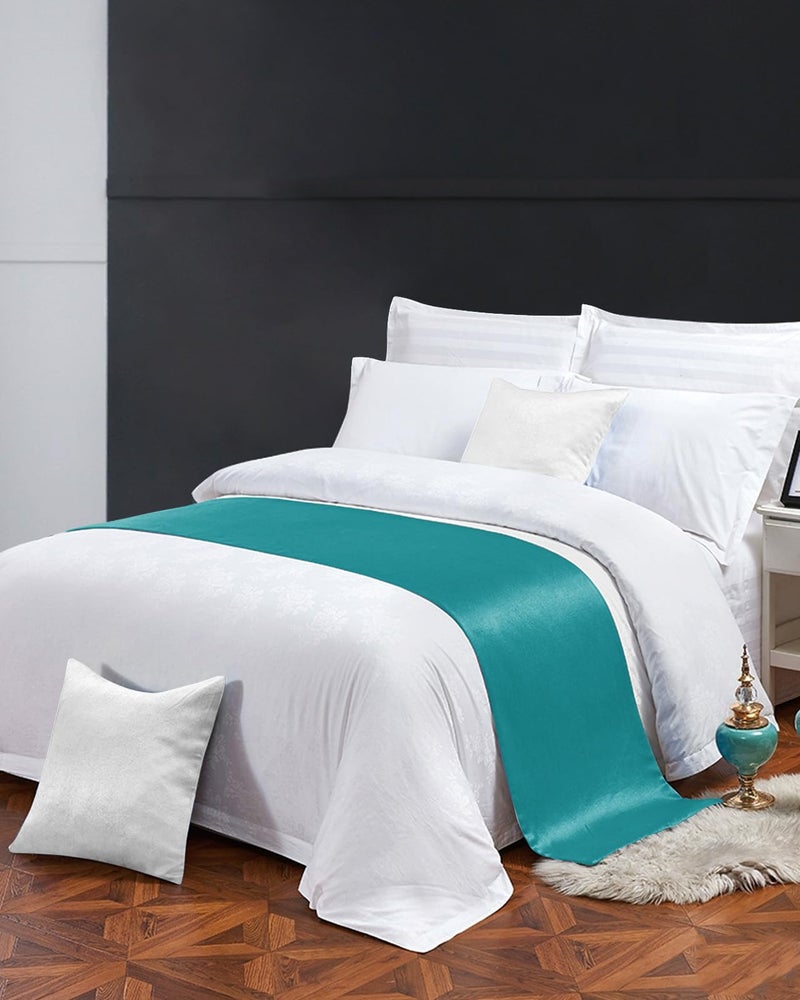 Teal Bed Runner 102x20 Inches for California King Size Bed Decorative Throw Foot of Bed Protector - Image 4