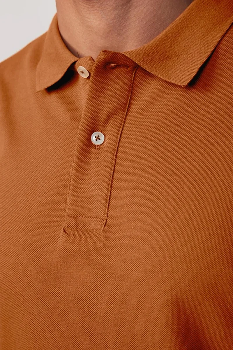 Tudors Men's Slim Fit Narrow Cut Cotton Plain Pique Brown Polo Collar T-Shirt