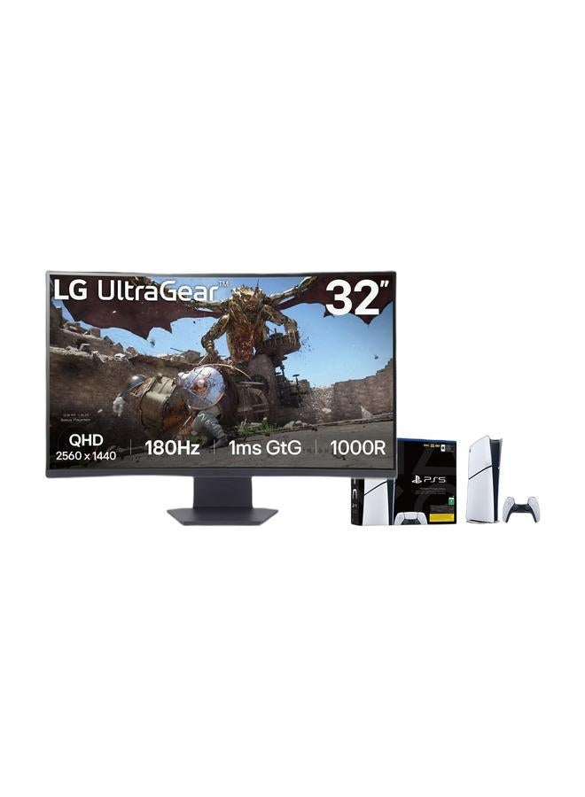 Sony PS5 UltraGear Curve Pro Bundle - LG UltraGear 32” QHD 1000R Curved 180Hz Gaming Monitor + PlayStation 5 Digital Edition (UAE Version) - Image 2