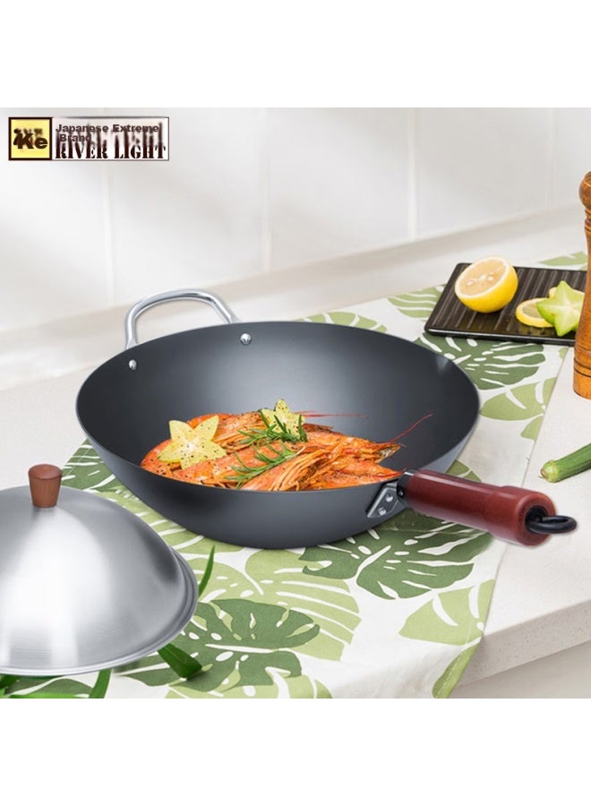 River Light Imported Wok Iron Pan, Non-coated, Sheng Chao 33cm Stir-fry Pan, Seasoned Iron Pan For Gas Stove And Open Flame - Image 3