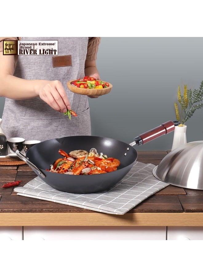 River Light Imported Wok Iron Pan, Non-coated, Sheng Chao 33cm Stir-fry Pan, Seasoned Iron Pan For Gas Stove And Open Flame - Image 4