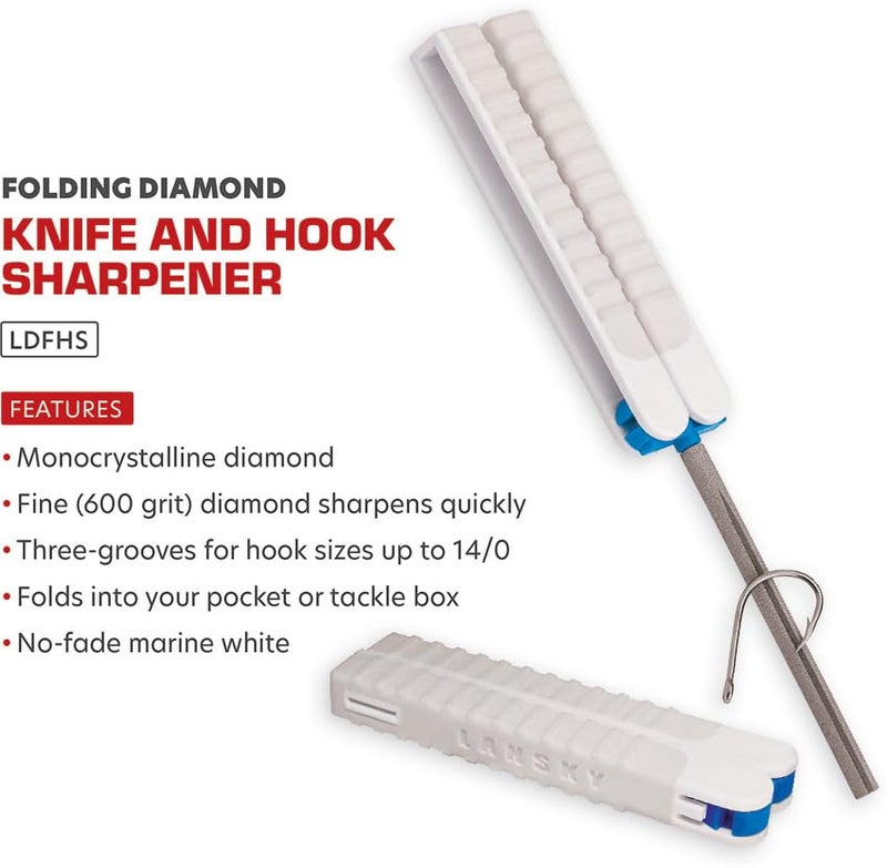 Lansky Folding Diamond Fish Hook & Knife Sharpener | Marine-Grade Fishing Hook Sharpener - LDFHS - Image 2