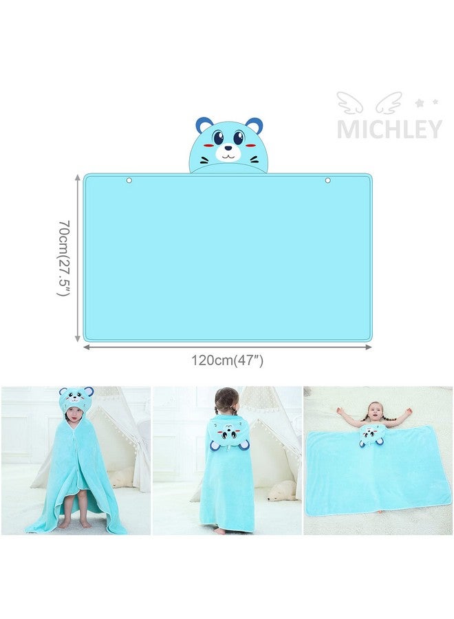 MICHLEY Unisex Hooded Baby Towel Soft Absorbent Washcloths Cartoon Beach Swimming Bathrobe 27.5" x 47" for 0-7T Toddler(Bear) - Image 2