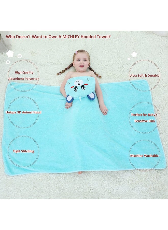 MICHLEY Unisex Hooded Baby Towel Soft Absorbent Washcloths Cartoon Beach Swimming Bathrobe 27.5" x 47" for 0-7T Toddler(Bear) - Image 4