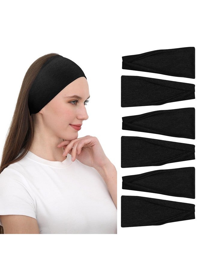 RITOPER Black Workout Head Bands for Women's Hair, Buttery Soft Non Slip Wide Thick Headbands Hair Bands for Women's Hair, Solid Headband for Fashion, Yoga, Running, Spa Day, Sports, Travel - Image 1