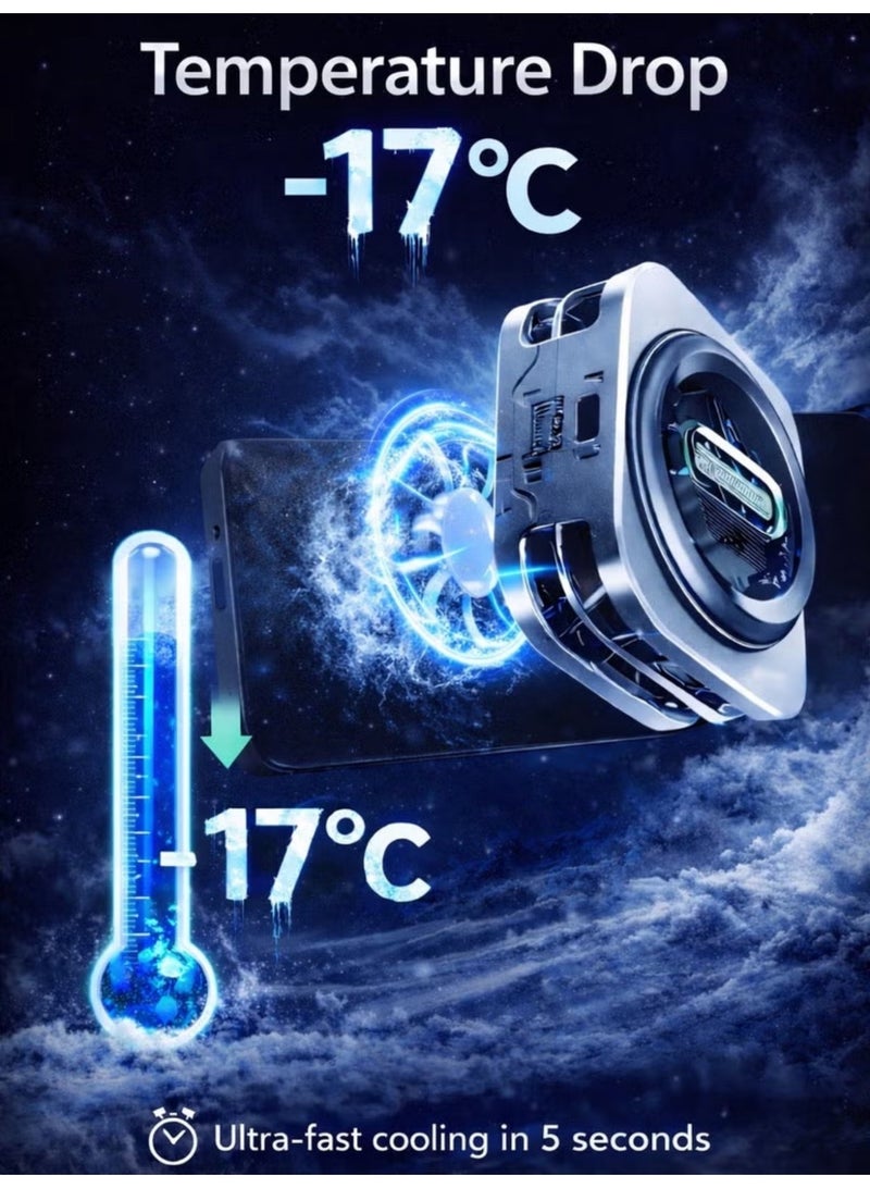 ريد ماجيك مبرد هاتف ريد ماجيك 6 برو المغناطيسي مصمم خصيصًا لمحبي الألعاب مثل ببجي موبايل وكول أوف ديوتي، مزود بمروحة تبريد فائقة بقدرة 30 واط، ومشتت حراري من الجرافين لتبديد الحرارة بكفاءة عالية. يتم تثبيته بسهولة باستخدام  لوحة مغناطيسية للتثبيت المباشر على الأجهزة الداعمة. يدعم الهواتف الذكية، الأجهزة اللوحية، الآيباد، وحتى أجهزة Steam Deck. مثالي لتقليل حرارة الجهاز أثناء جلسات اللعب المكثفة - اصدار مميز اسود - Image 4