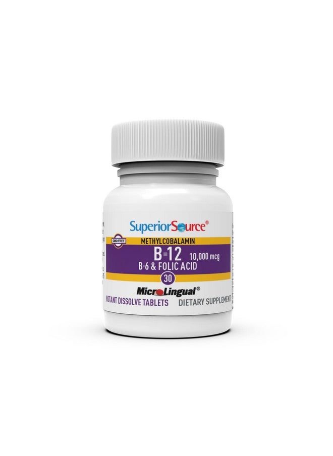 Superior Source No Shot Vitamin B12 Methylcobalamin 10000 Mcg B6 Folic Acid Quick Dissolve Sublingual Tablets 30 Ct Increase Energy Healthy Heart Boost Metabolism Stress Support Nongmo  - Image 4
