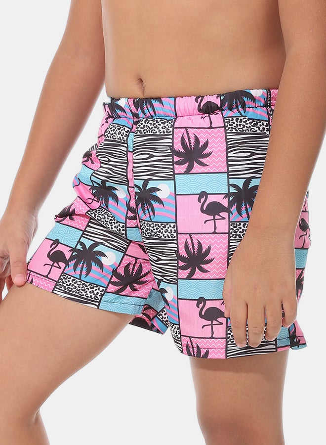Andora Boys Short Printed Swimsuit _ Pink & Blue & Black - Image 3