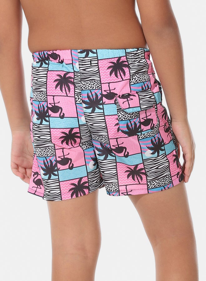 Andora Boys Short Printed Swimsuit _ Pink & Blue & Black - Image 2