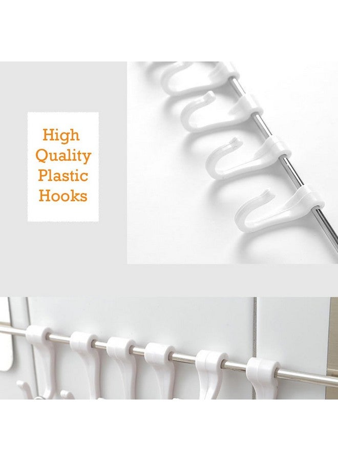 Xacton Stainless Steel Hangers and Hook with Magic Sticker I No Drill Self-Adhesive Rod & 9 Hooks I Wall Mounted Utensil Hanging Rack I for Cloth Kitchen Bathroom Accessories Items - Silver (1 Pcs) - Image 3