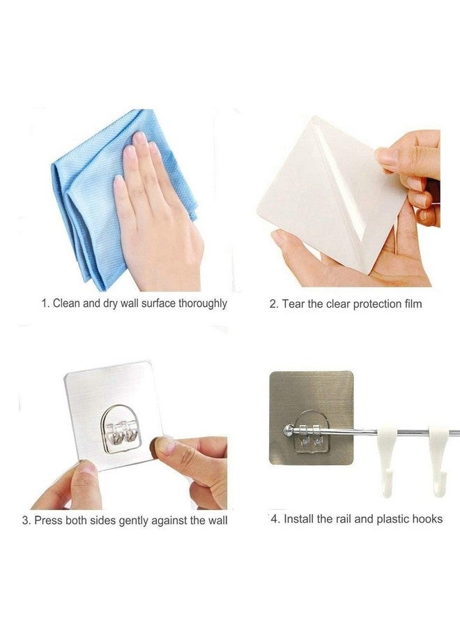 Xacton Stainless Steel Hangers and Hook with Magic Sticker I No Drill Self-Adhesive Rod & 9 Hooks I Wall Mounted Utensil Hanging Rack I for Cloth Kitchen Bathroom Accessories Items - Silver (1 Pcs) - Image 4