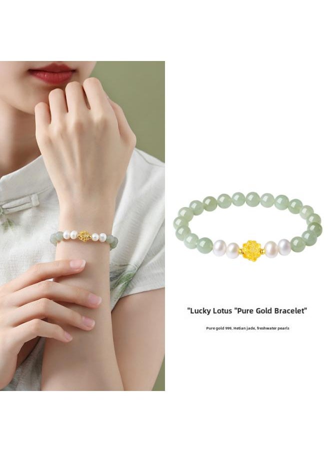 Autumn And Winter New Gold 999 Lotus Bracelet Women's Gold Jewelry Hetian Jade Natural Freshwater Pearl Bracelet - pzsku/Z28BB829D6F2C2B2B950EZ/45/_/1733820089/cdfbfacf-63f7-4180-b9bb-e96bb3d81567