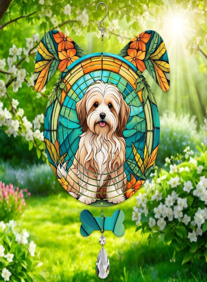 PODMemory Havanese Dog Ears Wind Spinner, Havanese Wind Spinner Hanging for Yard and Garden V02 - Image 1