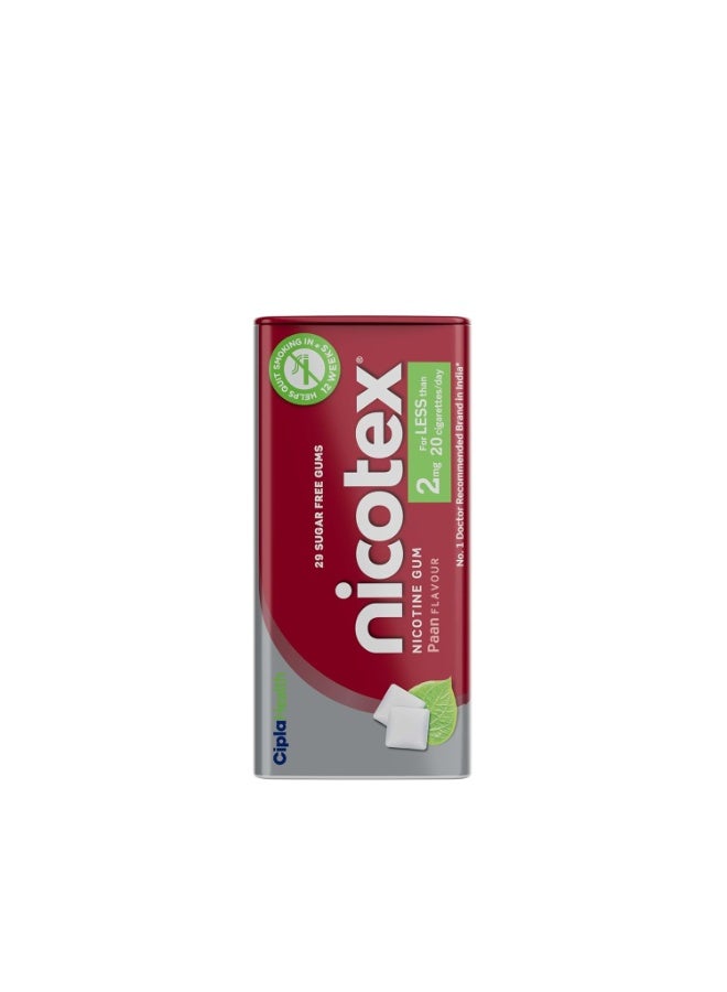 Cipla Nicotex Nicotine Sugar Free Paan Gums 2mg | Helps to Quit Smoking | WHO-approved Therapy | 29 Gums per Tin | Pack of 1 - Image 1