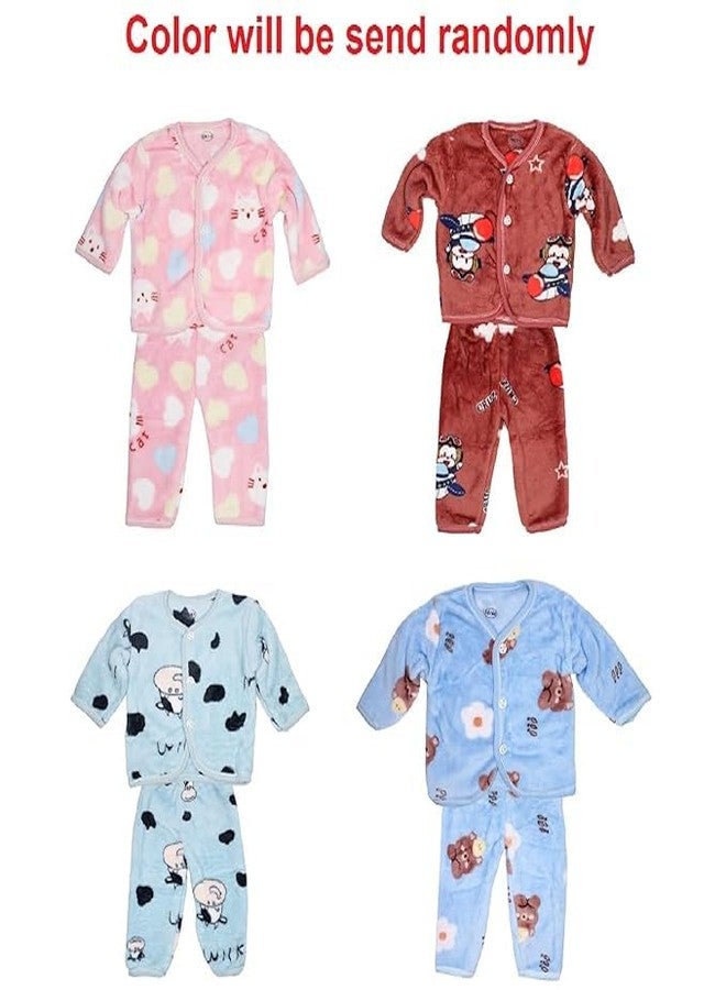 KYNA Winter Wear Warm Baby Clothes | Unisex Baby Fleece Suit | 2 Pcs Baby Dress For 0-3 Months Babies (Random Colours)- Pack Of 1 - Image 4