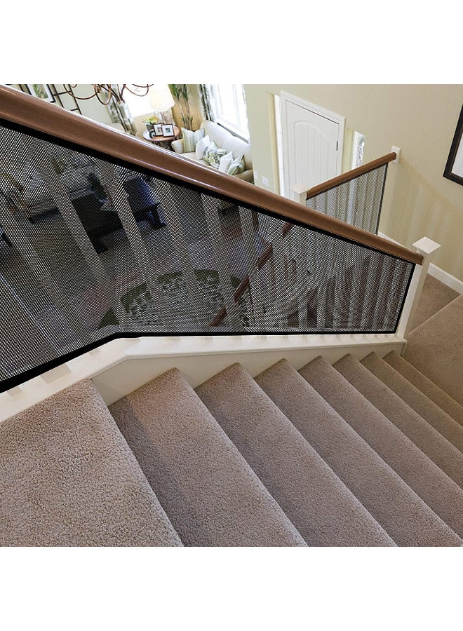 RATSAW Baby Safety Stair Railing Net Children's Outdoor Balcony Fence Protection Mesh No Drilling For Dog Cat Window 300x78cm Black - Image 2