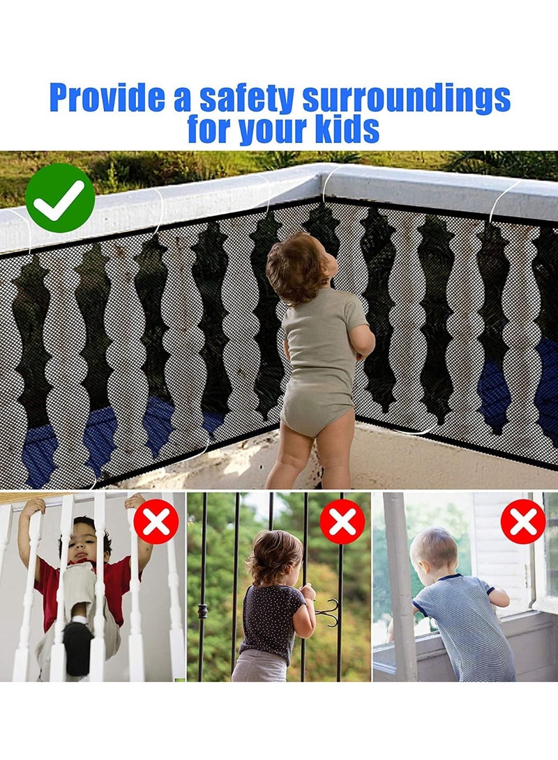 RATSAW Baby Safety Stair Railing Net Children's Outdoor Balcony Fence Protection Mesh No Drilling For Dog Cat Window 300x78cm Black - Image 3