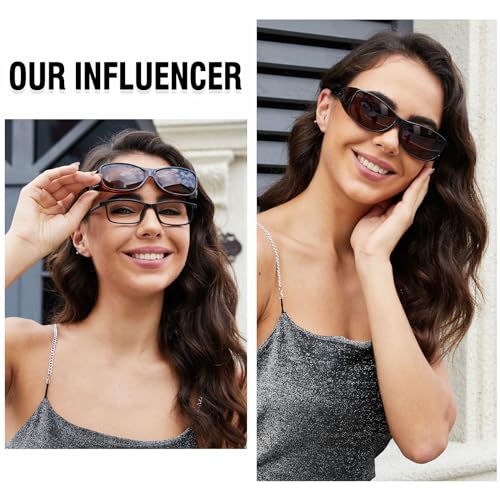 DUCO Polarized Wraparound Fitover Glasses Wear Over Sunglasses for Men Women UV Protection Sun Glasses 8954 (Tortoise Frame Brown Lens) - Image 2