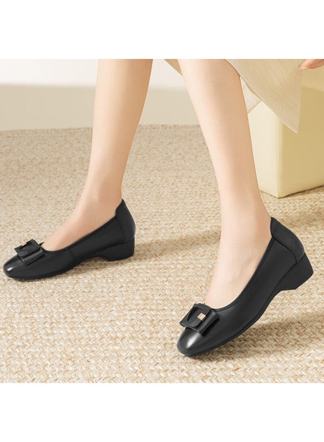 Red Dragonfly Women's Spring Soft Sole Casual Leather Shoes Commuting Work Shoes Wjb15802 Black Size 35 - Image 1