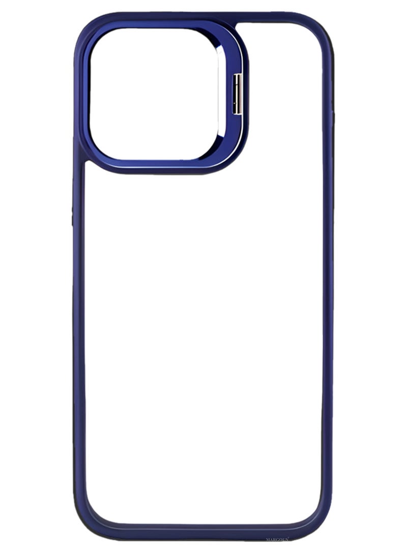 CATANES Transparent Case Cover with Flip Bracket Stand for iPhone 14 Pro – Shockproof Clear Back Cover with Lens Protection - Blue - Image 2