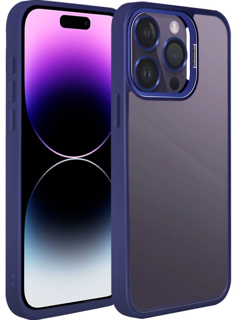 CATANES Transparent Case Cover with Flip Bracket Stand for iPhone 14 Pro – Shockproof Clear Back Cover with Lens Protection - Blue - Image 3