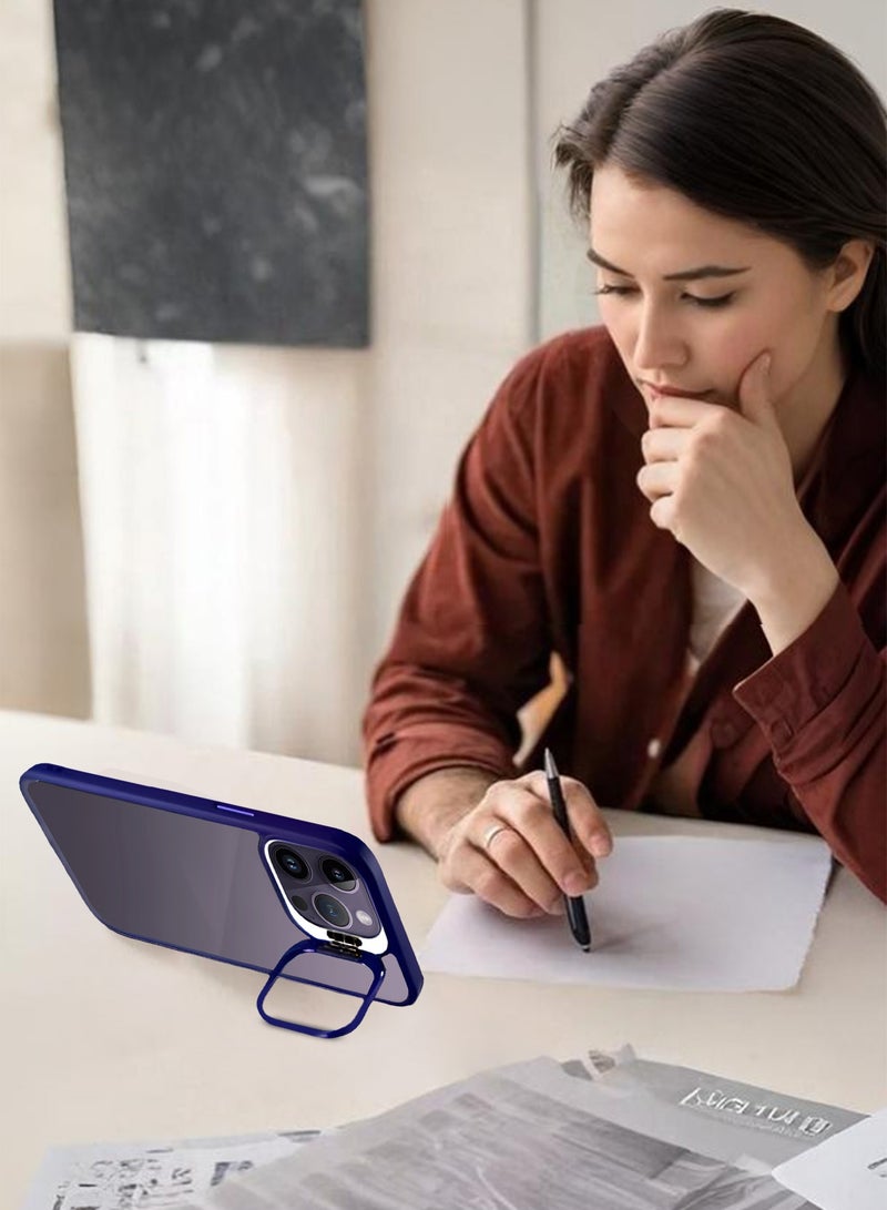 CATANES Transparent Case Cover with Flip Bracket Stand for iPhone 14 Pro – Shockproof Clear Back Cover with Lens Protection - Blue - Image 5