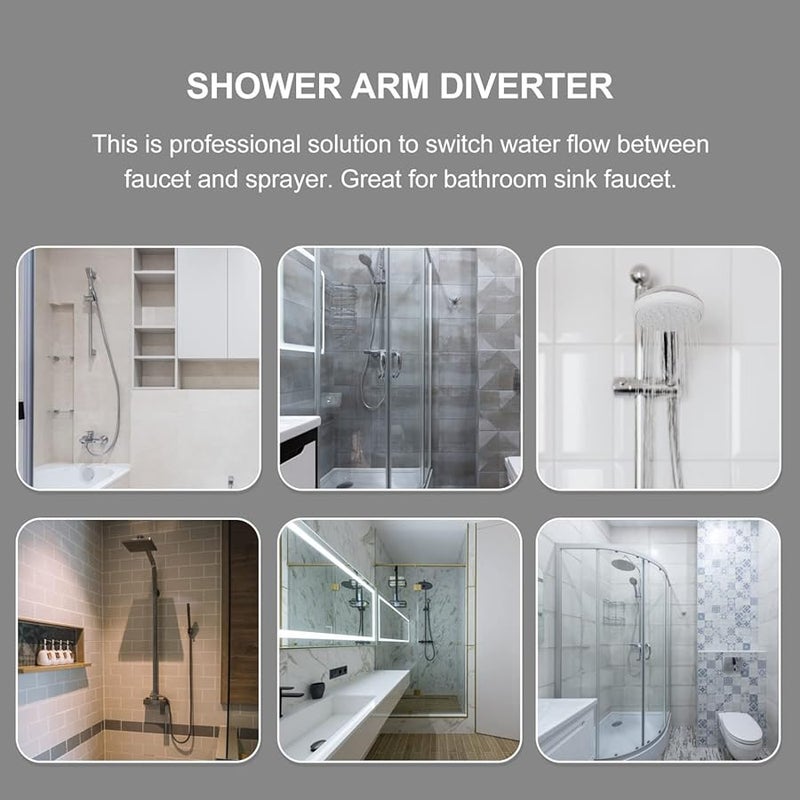 3 حزمة من صمام تحويل دش نحاسي أسود مع محول صنبور الحوض وذراع الدش - Image 4