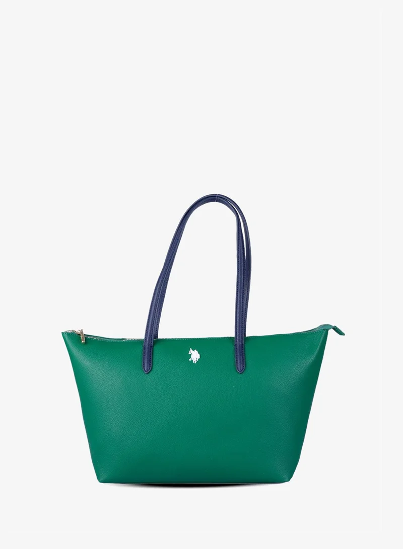 U.S. Polo Assn. Women's Tote Bag, Ladies Large Capacity Shoulder Bag Handbag for Ladies Travel Bag for Green Navy