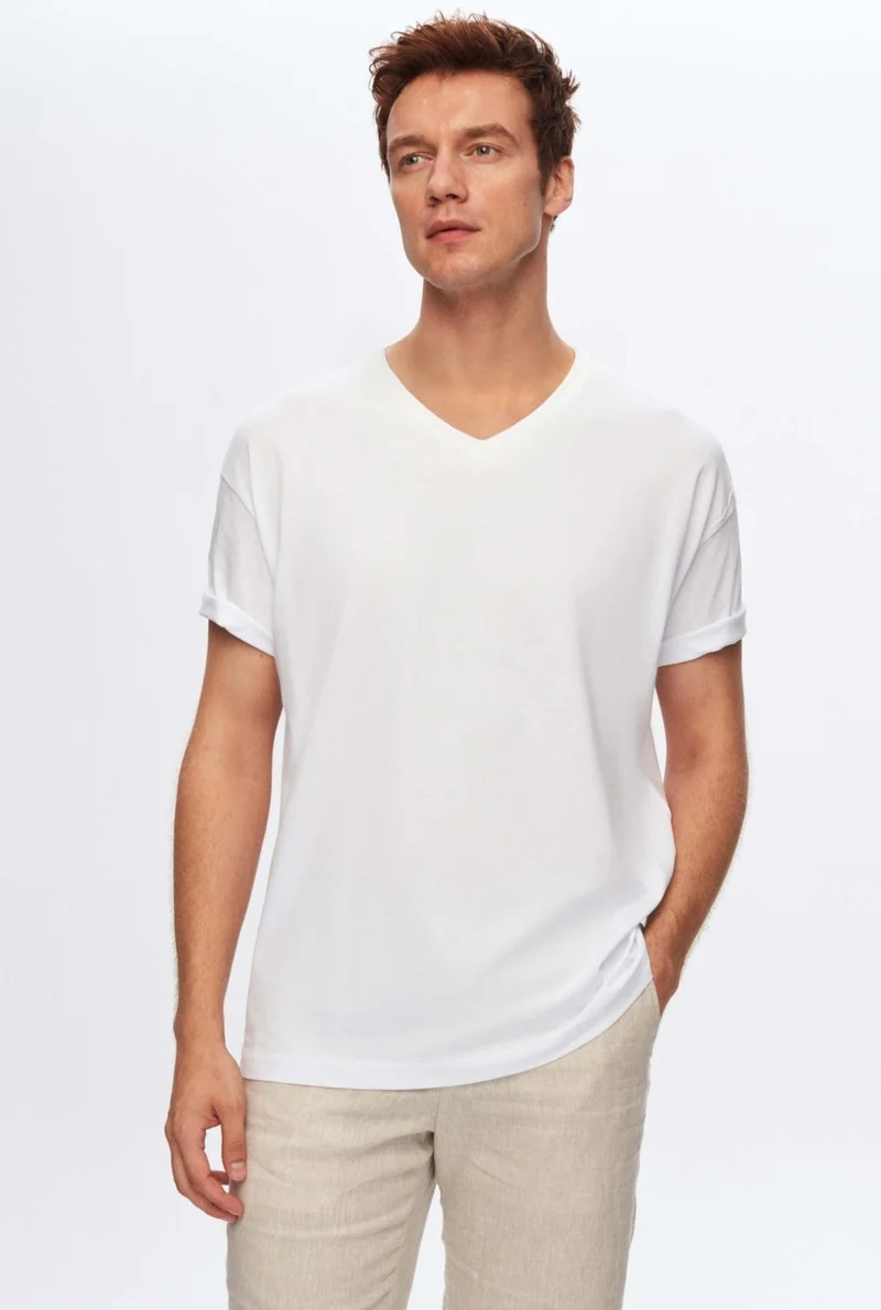 D'S DAMAT Ds Damat Regular Fit White 100% Cotton T-Shirt