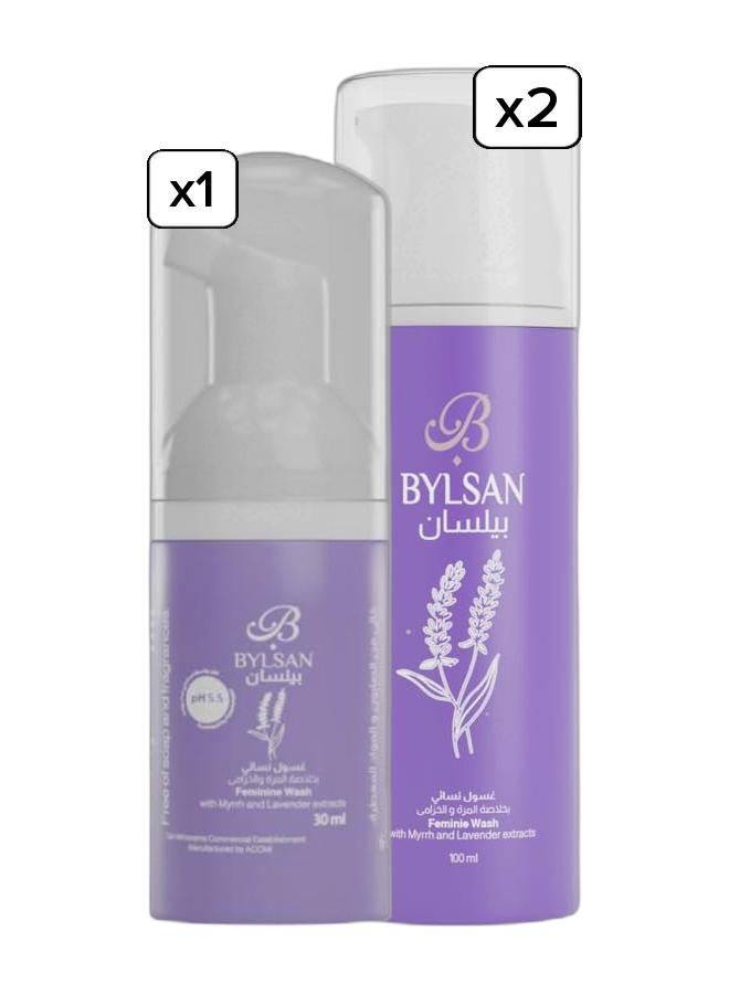 BYLSAN Daily Intimate Wash with Myrrh & Lavender – 100 ml | 2 Pieces With Intimate Wash 30 ml For Free - Image 1