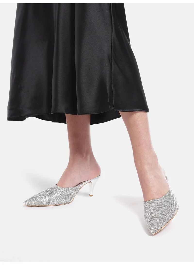 ZORIWORLD CROWN Silver Glittery Heels for Women 3 Inch Perfect for Weddings and Parties