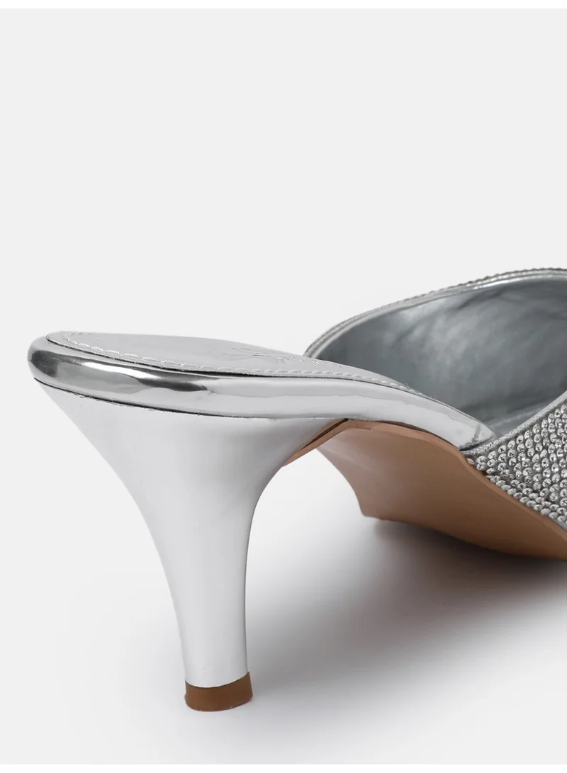ZORIWORLD CROWN Silver Glittery Heels for Women 3 Inch Perfect for Weddings and Parties