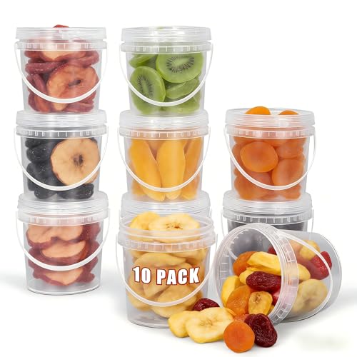 ASEVAT Airtight Clear Plastic Bucket with Lid Ice Buckets for Parties Reusable Ice Cream Tub with Handle Food Storage Container Food Grade Freezer and Microwave Safe for Sauce Soup 16 OZ500 ML - Image 1