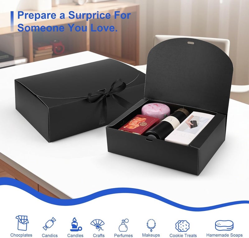 Plain Paper Box for Packaging Products – 10 Pieces – Size 28x23.5x7cm – Multipurpose Packaging Boxes for Gifts and Products (Black) - Image 2