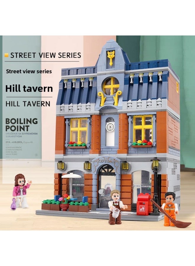 Building Blocks - Ql0935 hill tavern 1367pcs Building Blocks - Double Eagle series, gas station convenience store, small particle assembly, educational toy - Image 1