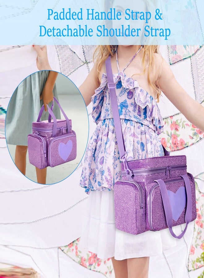 LoDrid Carrying Case Compatible with Tonie Box 2/1, Storage Bag Organizer for Audio Player Set and Accessories with Handle and Shoulder Strap, Purple, Bag Only (Patent Design) - Image 5