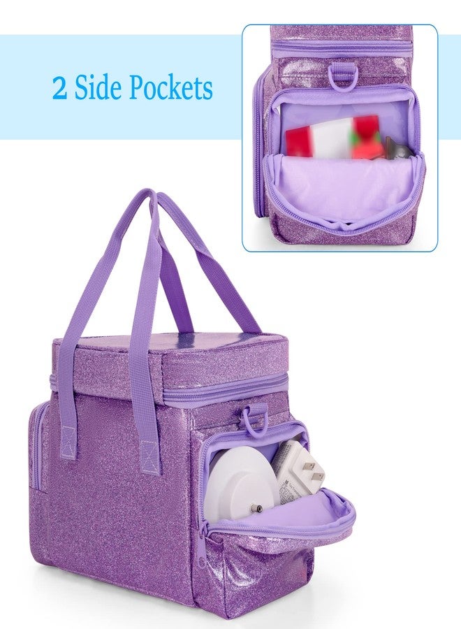 LoDrid Carrying Case Compatible with Tonie Box 2/1, Storage Bag Organizer for Audio Player Set and Accessories with Handle and Shoulder Strap, Purple, Bag Only (Patent Design) - Image 4