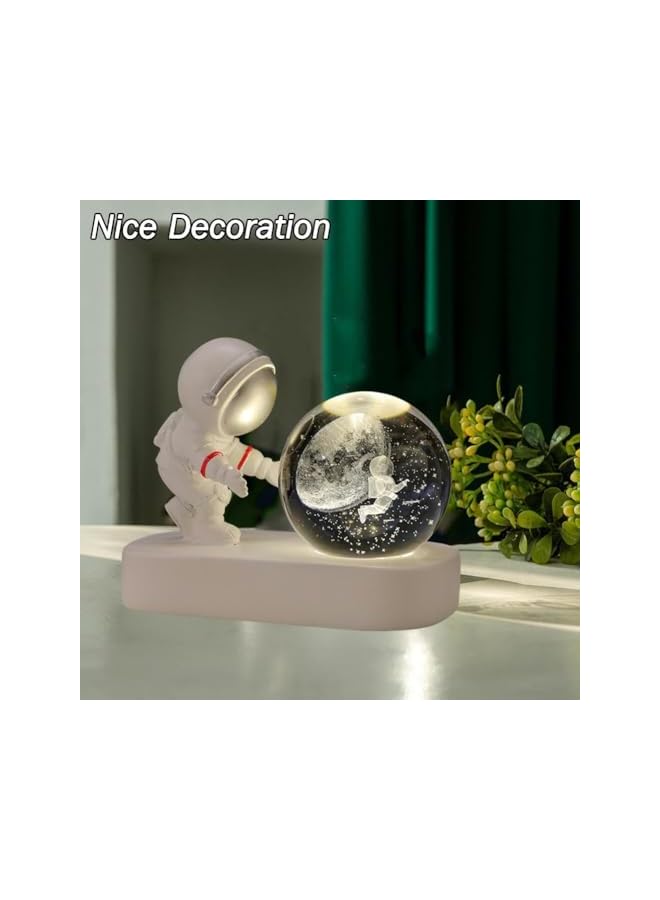 The Bros Astronaut 3D Crystal Night Light Crystal Glass Ball Universe Gifts with Laser Engraved Model Space Astronomy Planets Kids Night Light Sphere Home Decor Best Gifts for Children & Adults (3D-Planet) - Image 4