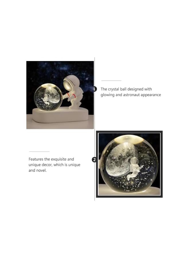 The Bros Astronaut 3D Crystal Night Light Crystal Glass Ball Universe Gifts with Laser Engraved Model Space Astronomy Planets Kids Night Light Sphere Home Decor Best Gifts for Children & Adults (3D-Planet) - Image 3