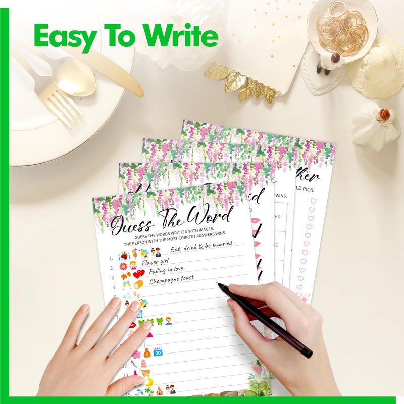 Gethelud Bridal Shower Game Set, 4 Fun Games & Activities - Bingo Game/Would She Rather/He Said, She Said/Guess The Word for 30 Guests, All-in-one Set Wedding Party Supplies - Image 5