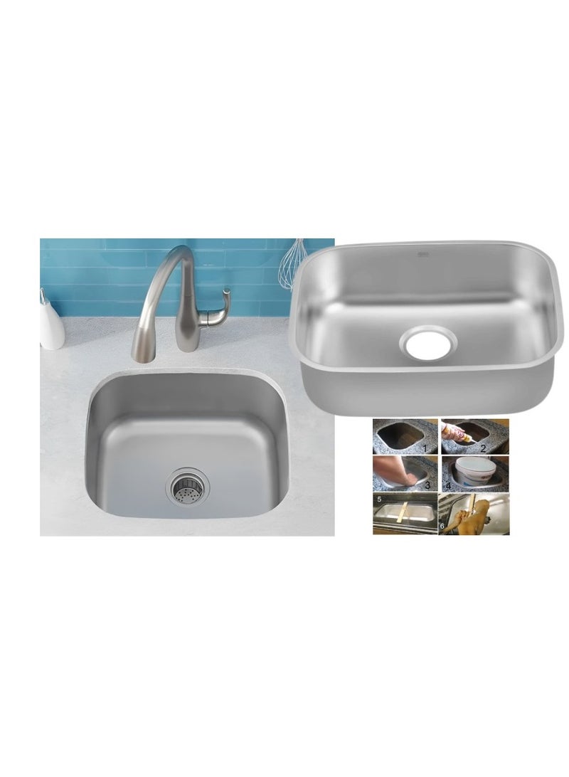 Shams Stainless Kitchen Sink  (39 * 49 Inside, 43 * 53 Outside Sink 50cm .06mm) - Image 1